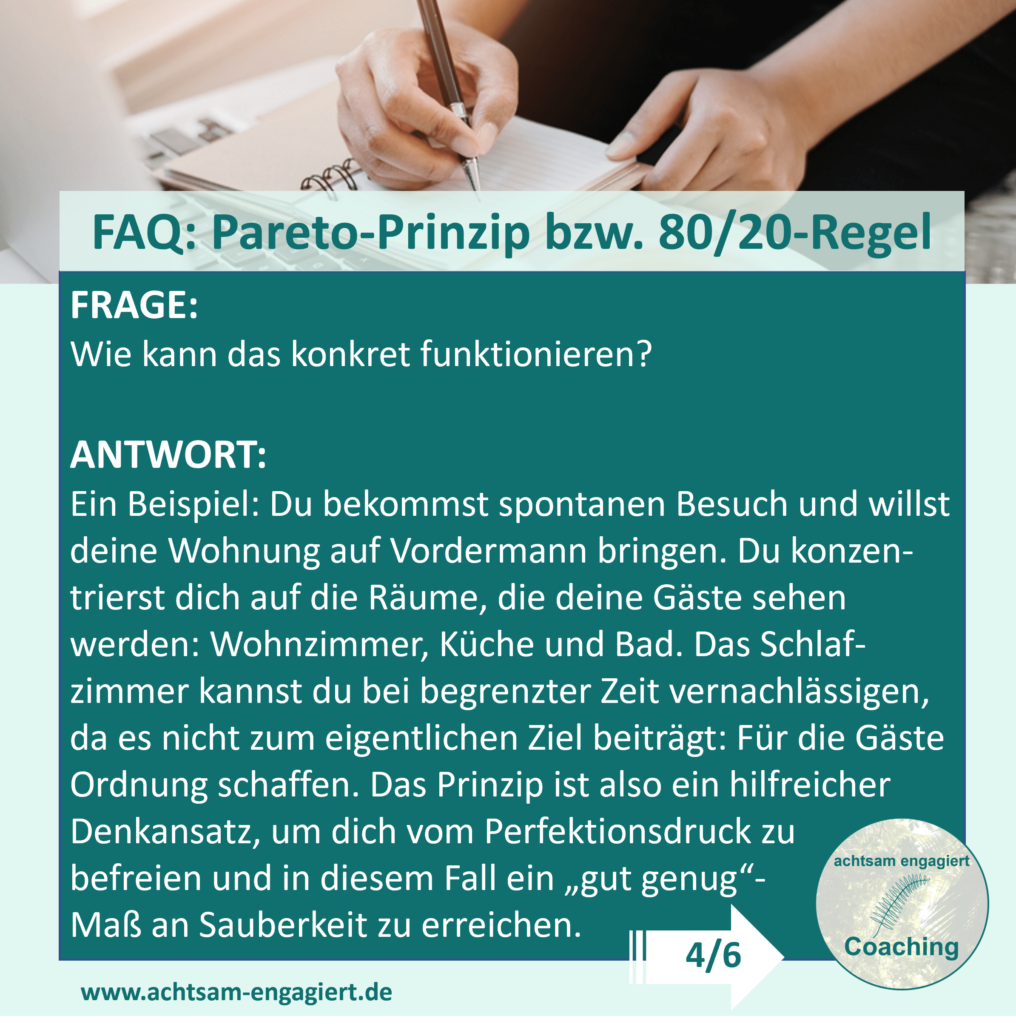 Wie kann das Pareto-Prinzip bzw. die 80/20-Regel konkret funktionieren? Beantwortet und visualisiert von www.achtsam-engagiert.de
